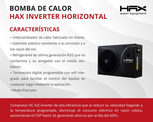 Bomba de calor HAX inverter frio /calor ( 86,260 btus/hr)