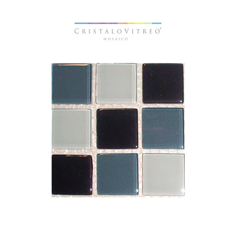 Cristalo Vitreo – Mosaico Mezcla de Grises 2.5 X 2.5