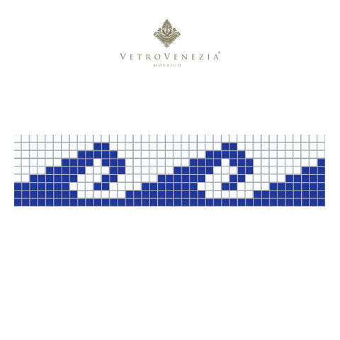 Vetro Venezia - Cenefa Olas en Mosaico Veneciano 2×2- Alto: 18 CM